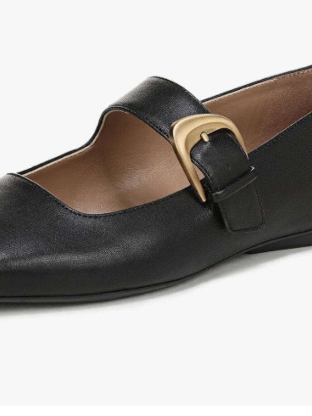 Naturalizer Black Mary Jane Flats with Gold Buckle Accent